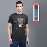 Anti Viral Anti Odour Cool Mens Round Neck Pack Of 5 Sports Printed T-Shirt