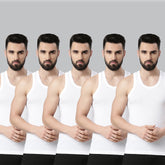 Super Combed Cotton Mens Pack Of 5 White Vest