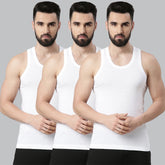 Super Combed Cotton Mens Pack Of 3 White Vest