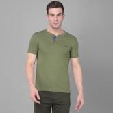 Force NXT Super Combed Cotton Mens Henley Solid T-Shirt