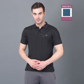 Anti Viral Anti Odour Cool Mens Pack of 2 Collared Polo Sports Solid T-Shirt