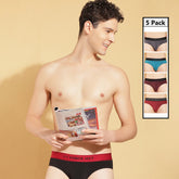 Super Combed Cotton Four Way Stretch Solid Mens Pack of 5 Brief