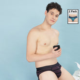 Super Combed Cotton Four Way Stretch Mens Pack of 2 Striped Brief