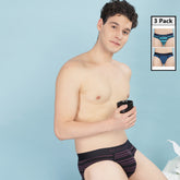 Super Combed Cotton Four Way Stretch Mens Pack of 3 Striped Brief