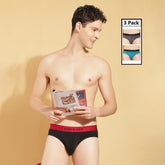 Super Combed Cotton Four Way Stretch Solid Mens Pack of 3 Brief