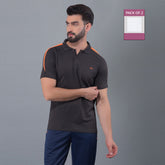 Anti Viral Anti Odour Cool Mens Pack of 2 Collared Polo Sports Solid T-Shirt