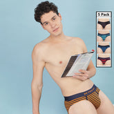 Super Combed Cotton Four Way Stretch Mens Pack of 5 Striped Brief