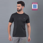 Anti Viral Anti Odour Cool Mens Round Neck Pack Of 2 Sports Printed T-Shirt