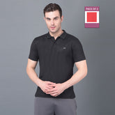 Anti Viral Anti Odour Cool Mens Pack of 2 Collared Polo Sports Solid T-Shirt