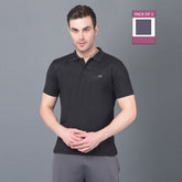 Anti Viral Anti Odour Cool Mens Pack of 2 Collared Polo Sports Solid T-Shirt