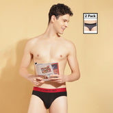 Super Combed Cotton Four Way Stretch Solid Mens Pack of 2 Brief