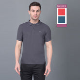 Anti Viral Anti Odour Cool Mens Pack of 3 Collared Polo Sports Solid T-Shirt