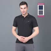 Anti Viral Anti Odour Cool Mens Pack of 3 Collared Polo Sports Solid T-Shirt
