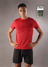Anti Viral Anti Odour Cool Mens Round Neck Pack Of 2 Sports Printed T-Shirt