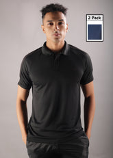 Anti Viral Anti Odour Cool Mens Pack of 2 Collared Polo Sports Solid T-Shirt