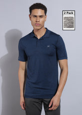 Anti Viral Anti Odour Cool Mens Pack of 2 Collared Polo Sports Solid T-Shirt