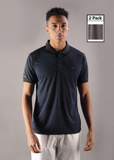Anti Viral Anti Odour Cool Mens Pack of 2 Collared Polo Sports Solid T-Shirt