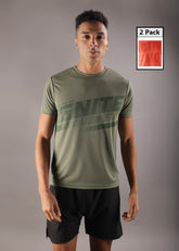 Anti Viral Anti Odour Cool Mens Round Neck Pack Of 2 Sports Printed T-Shirt
