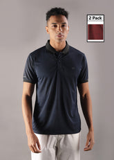 Anti Viral Anti Odour Cool Mens Pack of 2 Collared Polo Sports Solid T-Shirt