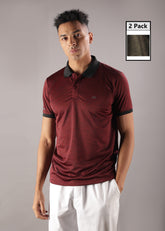 Anti Viral Anti Odour Cool Mens Pack of 2 Collared Polo Sports Solid T-Shirt