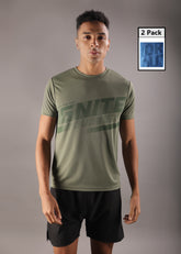 Anti Viral Anti Odour Cool Mens Round Neck Pack Of 2 Sports Printed T-Shirt