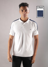 Anti Viral Anti Odour Cool Mens Pack of 2 Collared Polo Sports Solid T-Shirt
