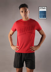 Anti Viral Anti Odour Cool Mens Round Neck Pack Of 2 Sports Printed T-Shirt
