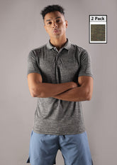 Anti Viral Anti Odour Cool Mens Pack of 2 Collared Polo Sports Solid T-Shirt