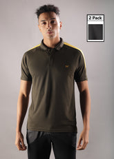 Anti Viral Anti Odour Cool Mens Pack of 2 Collared Polo Sports Solid T-Shirt