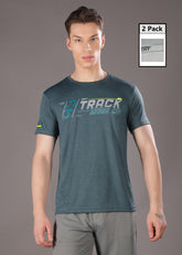 Anti Viral Anti Odour Cool Mens Round Neck Pack Of 2 Sports Printed T-Shirt