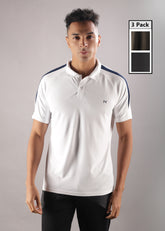Anti Viral Anti Odour Cool Mens Pack of 3 Collared Polo Sports Solid T-Shirt