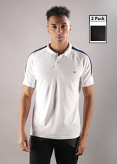 Anti Viral Anti Odour Cool Mens Pack of 2 Collared Polo Sports Solid T-Shirt