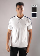 Anti Viral Anti Odour Cool Mens Pack of 3 Collared Polo Sports Solid T-Shirt