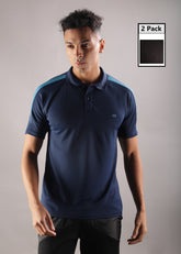 Anti Viral Anti Odour Cool Mens Pack of 2 Collared Polo Sports Solid T-Shirt