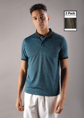 Anti Viral Anti Odour Cool Mens Pack of 2 Collared Polo Sports Solid T-Shirt