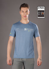 Anti Viral Anti Odour Cool Mens Round Neck Pack Of 2 Sports Printed T-Shirt