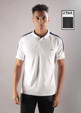 Anti Viral Anti Odour Cool Mens Pack of 2 Collared Polo Sports Solid T-Shirt