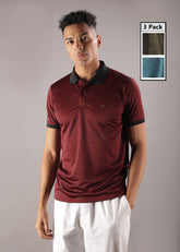 Anti Viral Anti Odour Cool Mens Pack of 3 Collared Polo Sports Solid T-Shirt