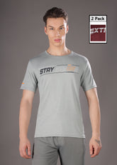 Anti Viral Anti Odour Cool Mens Round Neck Pack Of 2 Sports Printed T-Shirt