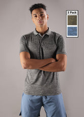 Anti Viral Anti Odour Cool Mens Pack of 3 Collared Polo Sports Solid T-Shirt