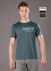 Anti Viral Anti Odour Cool Mens Round Neck Pack Of 2 Sports Printed T-Shirt