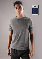 Anti Viral Anti Odour Cool Mens Round Neck Pack Of 2 Sports Printed T-Shirt