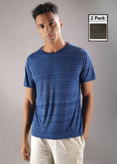 Anti Viral Anti Odour Cool Mens Round Neck Pack Of 2 Sports Printed T-Shirt