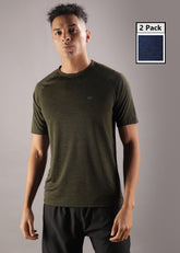 Anti Viral Anti Odour Cool Mens Round Neck Pack Of 2 Sports Printed T-Shirt