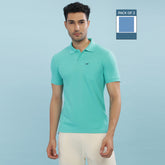 Force NXT Super Combed Cotton Mens Pack Of 2 Collared Polo Solid T-Shirt