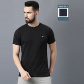 Force NXT Super Combed Cotton Mens Round Neck Pack of 2 Solid T-Shirt