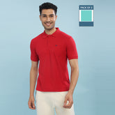 Force NXT Super Combed Cotton Mens Pack Of 2 Collared Polo Solid T-Shirt