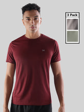 Anti Viral Anti Odour Cool Mens Round Neck Pack Of 3 Sports Printed T-Shirt