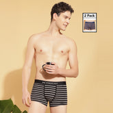 Super Combed Cotton Four Way Stretch Mens Pack of 2 Striped Trunk