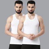 Super Combed Cotton Mens Pack Of 2 White Vest